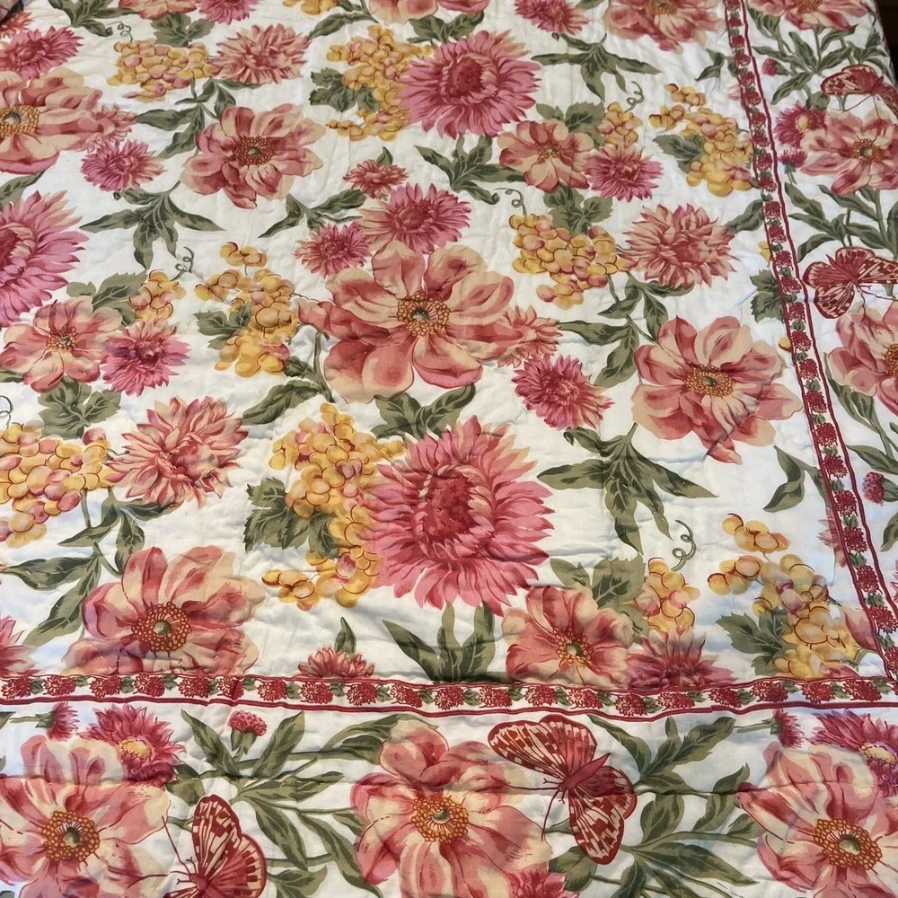April Cornell QUEEN Size Quilt + 2 EURO Shams Pillow Cover Bedding Primavera New